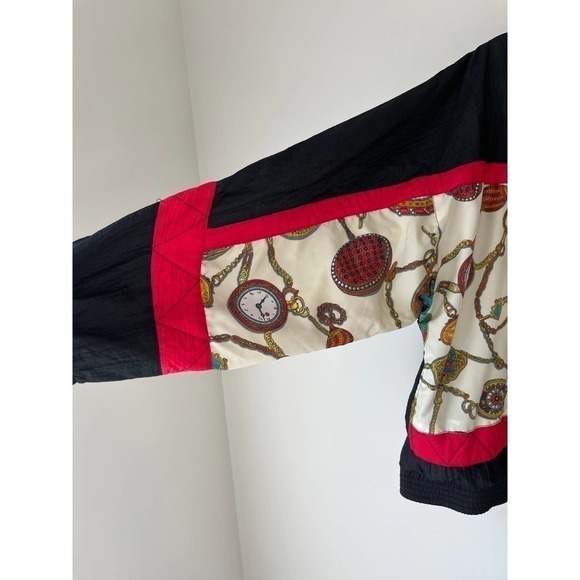 Vintage 80's windbreaker jacket!‎ Watches and chains design! sz L - Picture 7 of 9